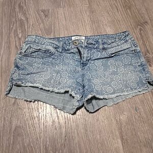 Aeropostale Light Blue Patterned Jean Shorts